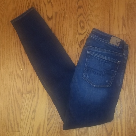 America Eagle dark wash ripped jeggings size 4 - Picture 4 of 5